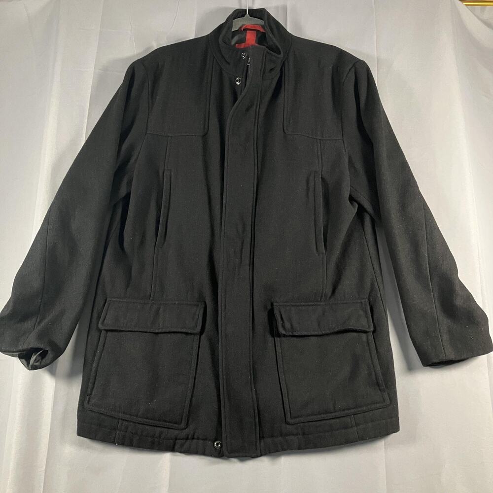 Alfani Jacket Mens Large Wool Blend Full Zip‎ Button Front Coat Pockets